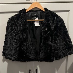Bcx BCX Women's Shimmering Black Black Teddy Jackets Size M